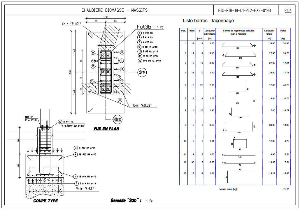 Ferraillage Massif Chaudière